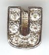 1 9mm Silver Slider with Rhinestones - Letter "U"